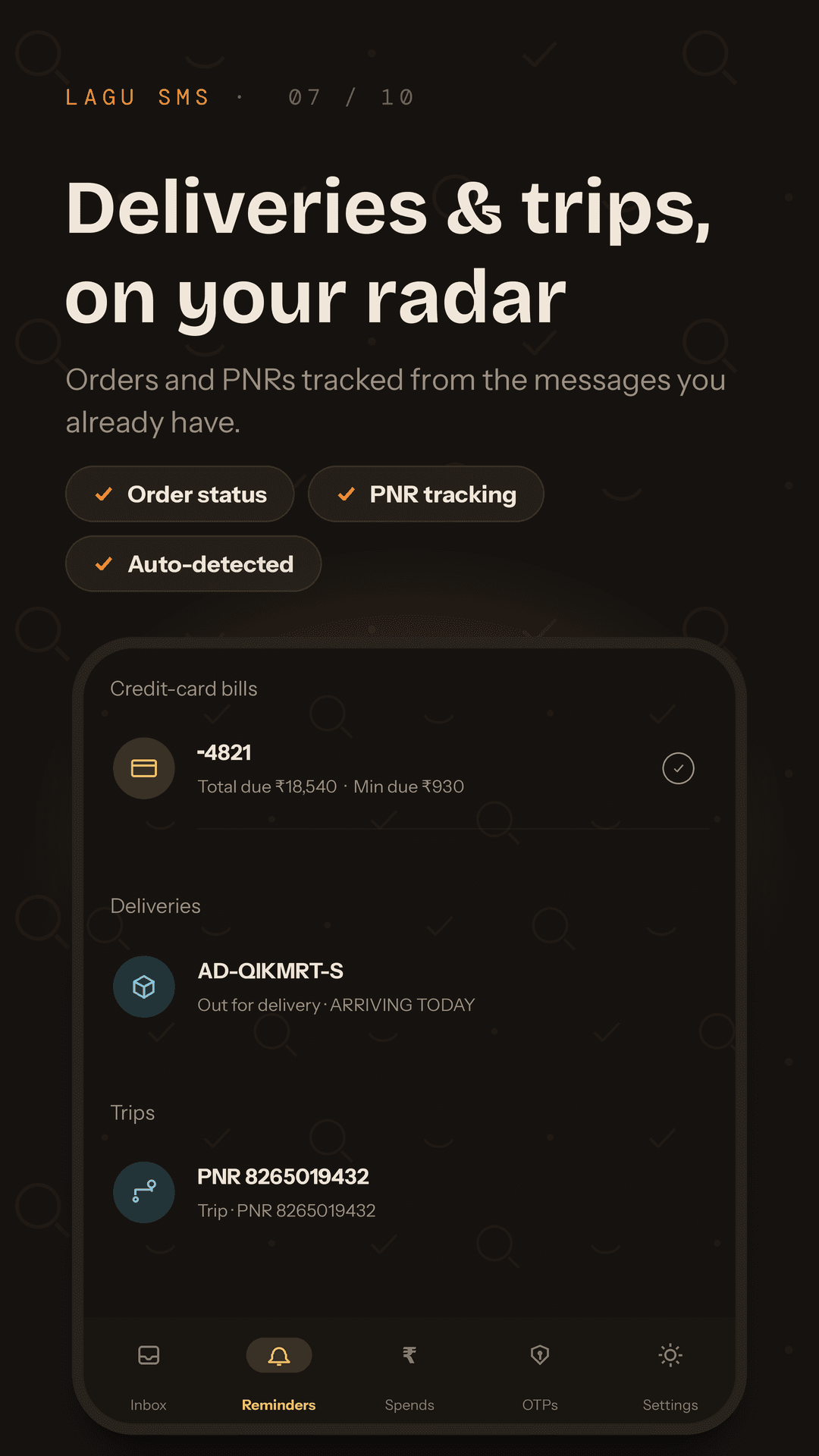 Deliveries and trips tracked automatically from messages